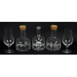 FRANK THROWER FOR DARTINGTON; a 'Classic' crystal decanter (lacking stopper) and two wine carafes