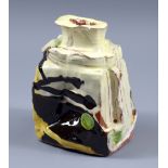 DYLAN BOWEN (born 1967); a small square slipware bottle, painted signature, gallery label, height