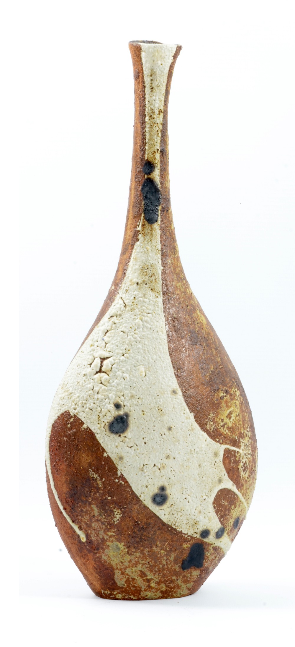 ROBERT FOURNIER (1915-2008); a tall stoneware bottle with narrow neck, impressed RF mark, height