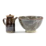 FRANK SMITH (1927-1994); a deep stoneware bowl covered in tenmoku and dolomite glaze, impressed FS