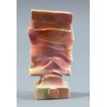 COLIN PEARSON (1923-2007); a porcelain blade sculpture covered in a rose pink glaze, impressed mark,