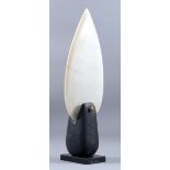 PETER HAYES (born 1946); a tall blade of polished Rajasthan Gesamile marble mounted on canal clay