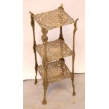 A mid-to-late 20th century brass three-tier whatnot, height 65cm.