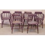 Six vintage purple painted captain-style pub chairs (6).