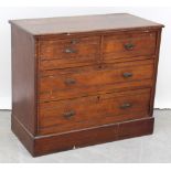 A small Aesthetics period walnut chest of two-over-three drawers, width 98.5cm.