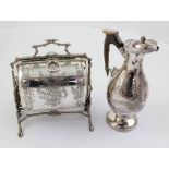 A Victorian white metal muffin warmer with chased foliate and bamboo decoration,