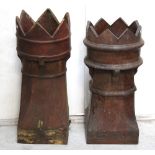 Two crown-top chimney pots, one slightly narrower and taller than the other,