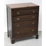 An oak chest of four graduated drawers, on fluted bracket feet, height 92.5cm.