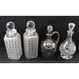 A good pair of early 20th century cut lead crystal decanters, height of each 26cm,