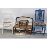 Two raffia-topped stools, one rectangular and one small square example,