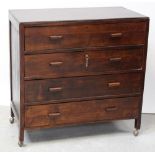 An early-to-mid 20th century stained oak chest of four drawers to castors, 98 x 99cm.