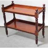 A Victorian mahogany two-tier buffet with later castors, height 83cm.