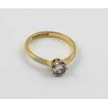 An 18ct gold diamond solitaire ring, diamond just under 0.5ct, size P, approx 3g.