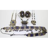 A quantity of white and yellow metal Afghan wedding and tribal jewellery to include a pair of cuff