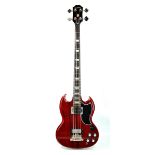 EPIPHONE; a stained mahogany EB-3 bass guitar with mother of pearl inlaid rosewood fretboard, serial