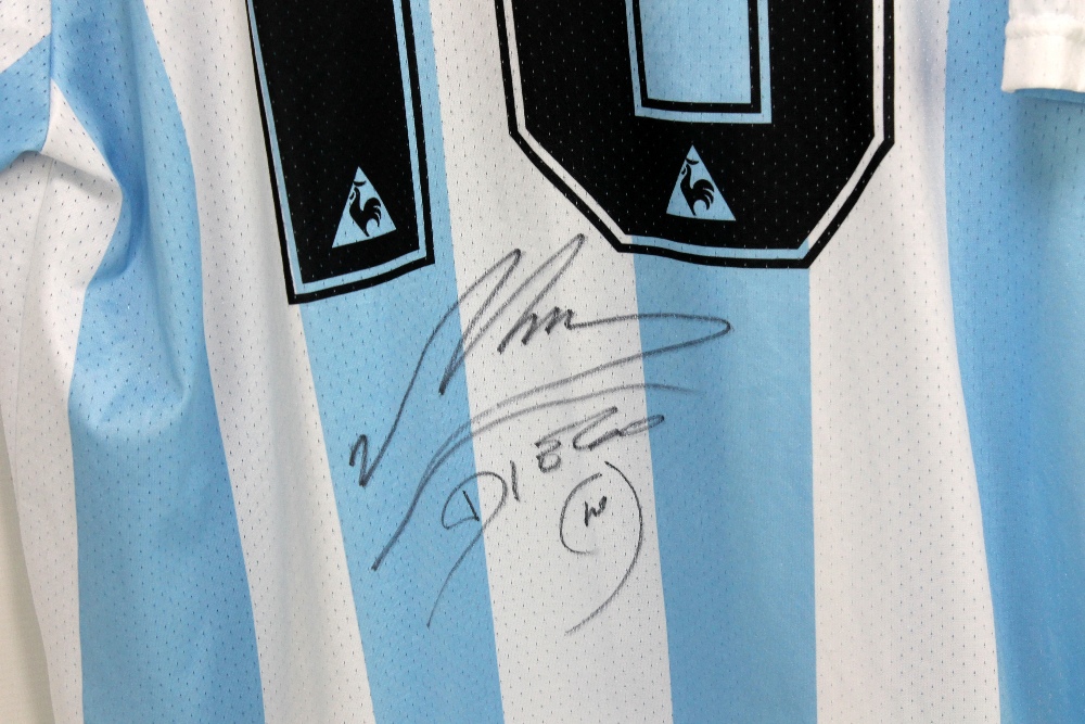 DIEGO MARADONA; a replica Argentina 1986 shirt, signed and number '10' to reverse, size XL. - Image 2 of 2