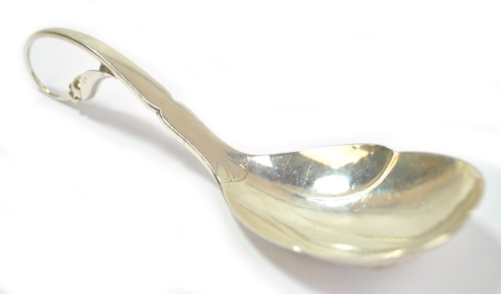 GEORG JENSEN; an early 20th century Danish silver pattern no. 21 serving spoon, mark for 1910-