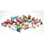 A group of Meccano Dinky diecast playworn vehicles including a 'Bedford Pullmore Car Transporter', a