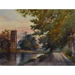 RICHARD CHARLES RISELEY (20th century ); watercolour, Gawsworth Church, signed lower right and dated