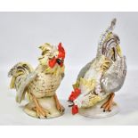 GRAFENTHAL; a pair of German porcelain figures of cockerels, length approx 20cm, marked to bases.