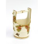 KINKOZAN; a Japanese Meiji period Satsuma vase in the form of a bucket with finely painted and