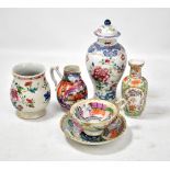 Five pieces of various Chinese porcelain to include a late 18th century Famille Rose jug painted