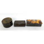 An early 19th century horn and tortoiseshell snuff box of rectangular form, width 7.25cm, a