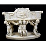 A 19th century Parian ware oval jardinière with moulded figural panels alternating with floral