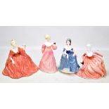 COALPORT; four figures including three from 'Ladies of Fashion' series: 'Madeline' (second quality),