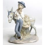 PORCELANAS MIQUEL REQUENA; a figure group of boy and donkey.