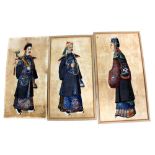 Three late 18th/early 19th century Chinese gouaches on rice paper depicting Qing court officials,