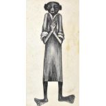 WITHDRAWN LUCAS SITHOLE (South African, 1931-1994); charcoal on paper, stylised sketch of an African