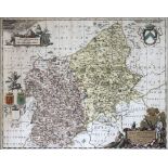 SCHENK ET VALK; a late 17th century hand coloured map of Shropshire and Staffordshire, published