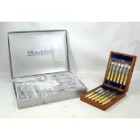 VILLEROY & BOCH; a boxed 'Papyrus' pattern eight setting flatware set, and a cased set of pastry