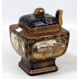 A Japanese Meiji period Satsuma censer featuring four panels painted in gilt and enamels with geisha
