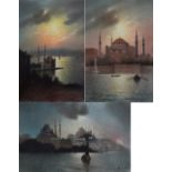 MOSKOVINY (?); two circa 1930s pastel studies of Constantinople to include the Hagia Sophia