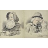 EDITH GIFFORD HAUSEMAN (born 1875-?); a pair of crayon drawings, a portrait of reading man and monk,