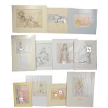 DAVID WILDE (20th century); ten erotic watercolours including two lesbian scenes, all signed and