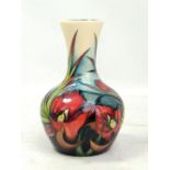 MOORCROFT; a 'Satin Flower' pattern tubeline decorated vase, impressed marks and year cipher for