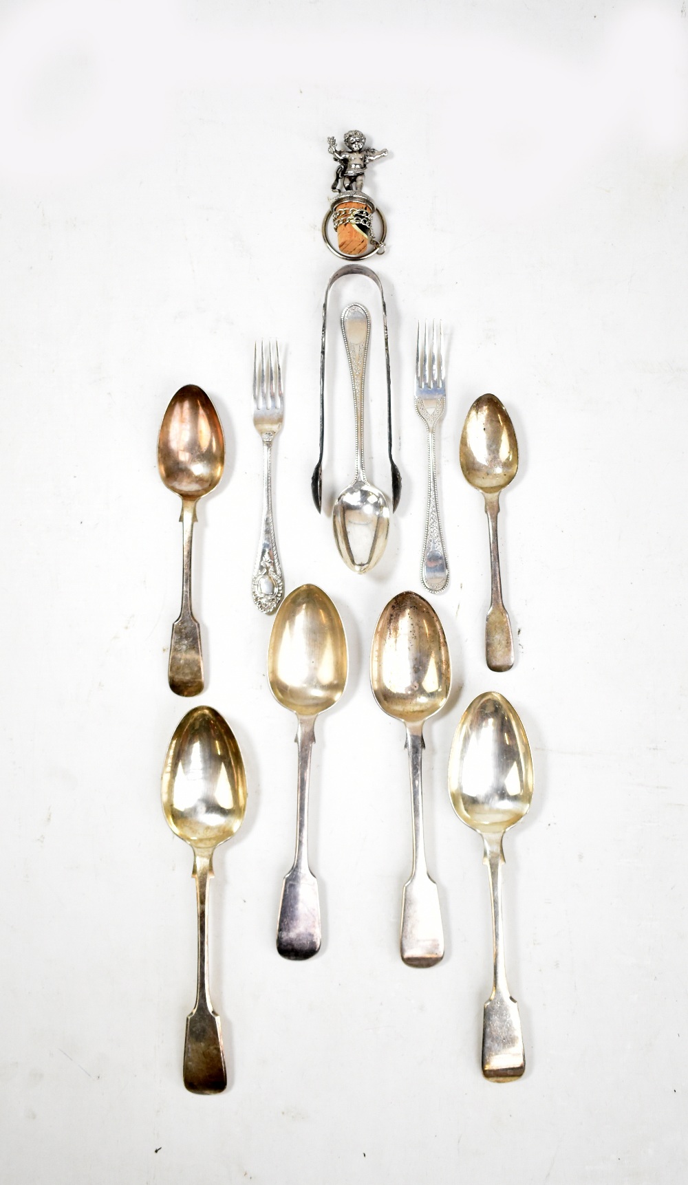 MARTIN, HALL & CO; a Victorian hallmarked silver dessert fork, a further beaded example with a