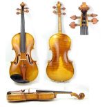 A full size violin with printed interior label 'Magistrum Admirans Cavalli', the two-piece back 35.