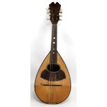 A cased Neapolitan rosewood veneered bowl back mandolin, length 60cm.