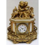 A late 19th/early 20th century French Harvey & Cie ornate gilded eight-day mantel clock,