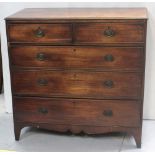 A George III mahogany chest of two-over-three graduated drawers, on splay bracket feet, height 105.