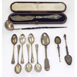 A mixed group of Victorian and later teaspoons,