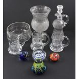 A good collection of assorted glassware to include a 19th century thistle vase and matching thistle