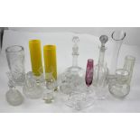 A small collection of clear glass and lead crystal to include pickle jars,