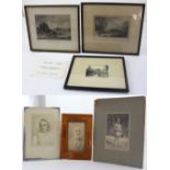 A group of pictures and prints to include a bookplate engraving of Monk's Rock,