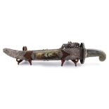 A rare and unusual late 18th/early 19th century Chinese jade-handled dagger,