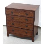 A small George III and later chest of four graduated drawers on splay bracket feet,